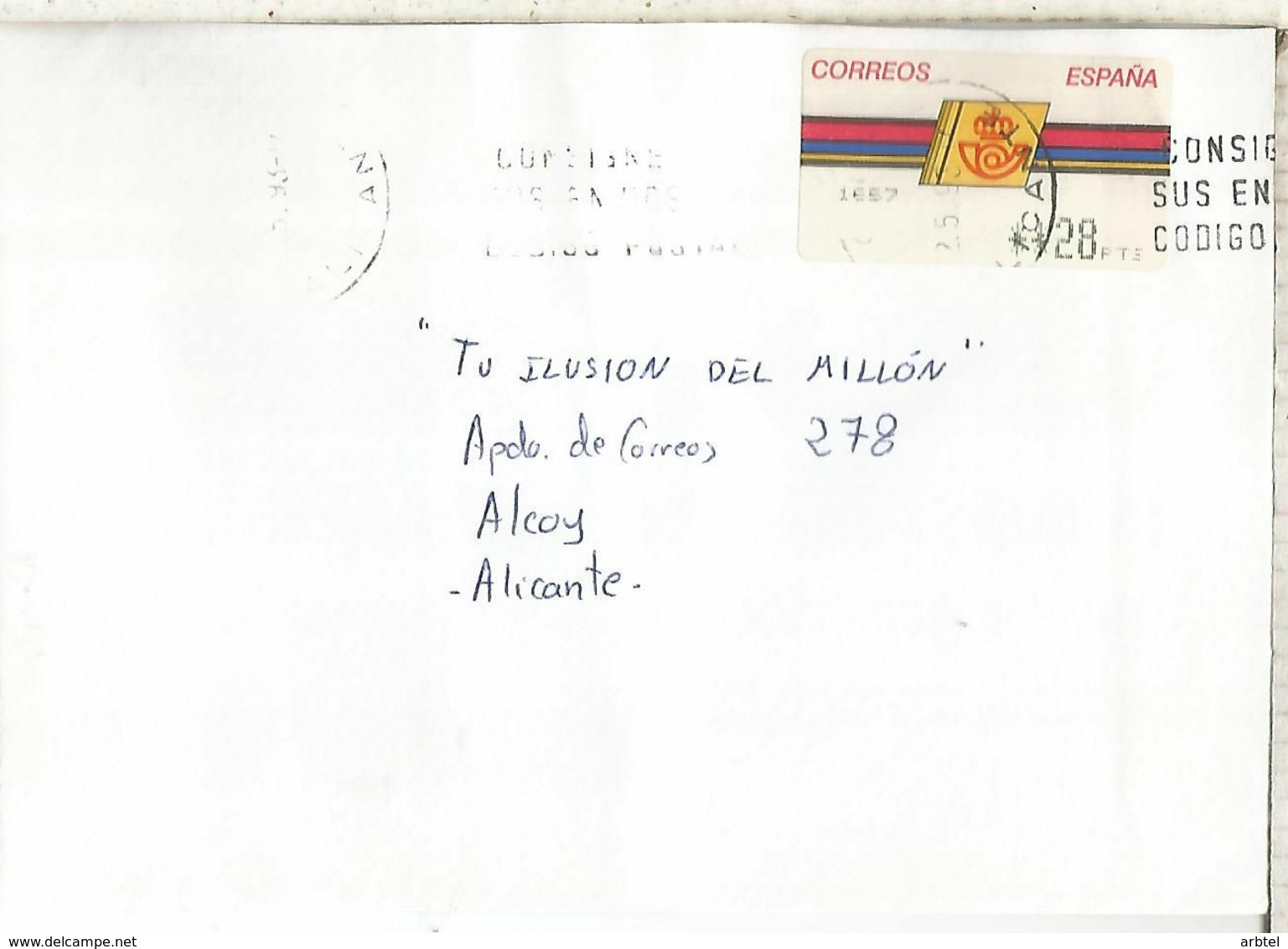 CC CON ATM LOGO CORREOS MAT ALICANTE - Cartas & Documentos