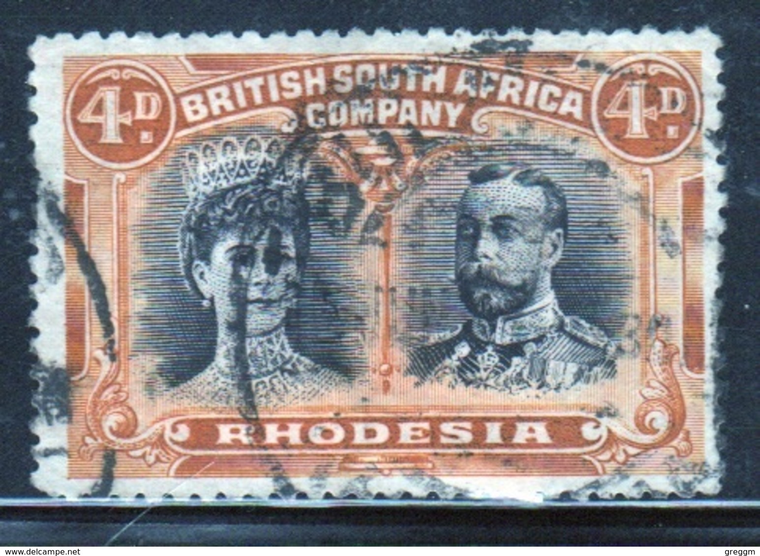British South Africa Company 1910 Rhodesia 4d  Double Head Fine Used Stamp. - Other & Unclassified