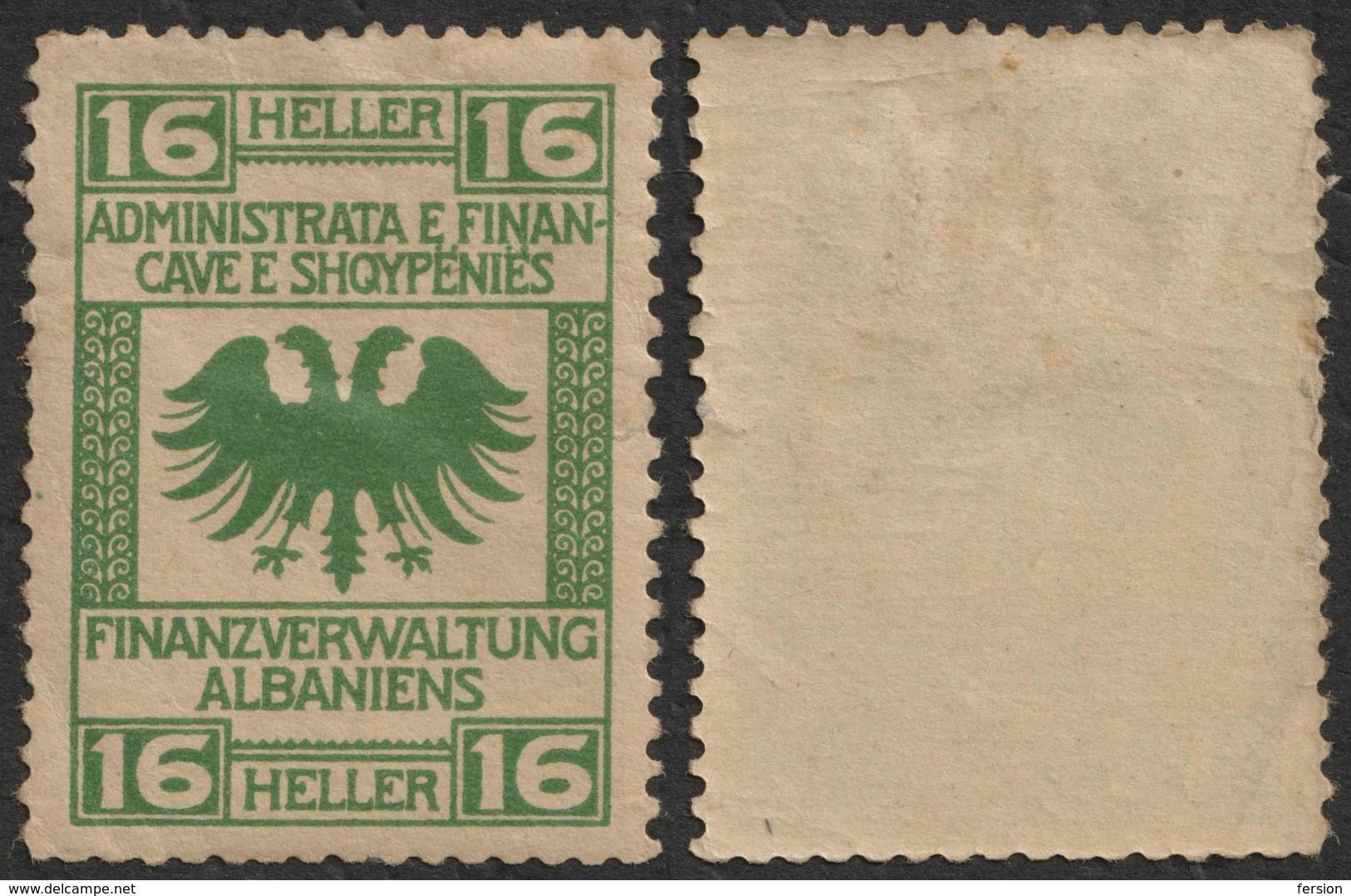 ALBANIA - AUSTRIA Hungary KUK Occupation - Revenue Tax Stamp 1918 Militärverwaltung - Used 16 H - EAGLE - PAPER TEAR - Revenue Stamps