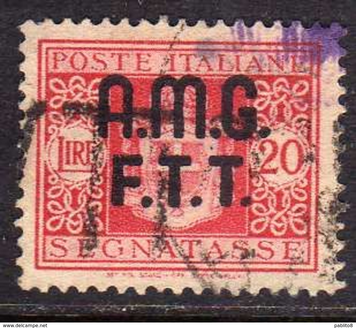 TRIESTE A 1947 AMG-FTT SOPRASTAMPATO D'ITALIA ITALY OVERPRINTED SEGNATASSE TAXES TASSE LIRE 20 USATO USED OBLITERE' - Postage Due