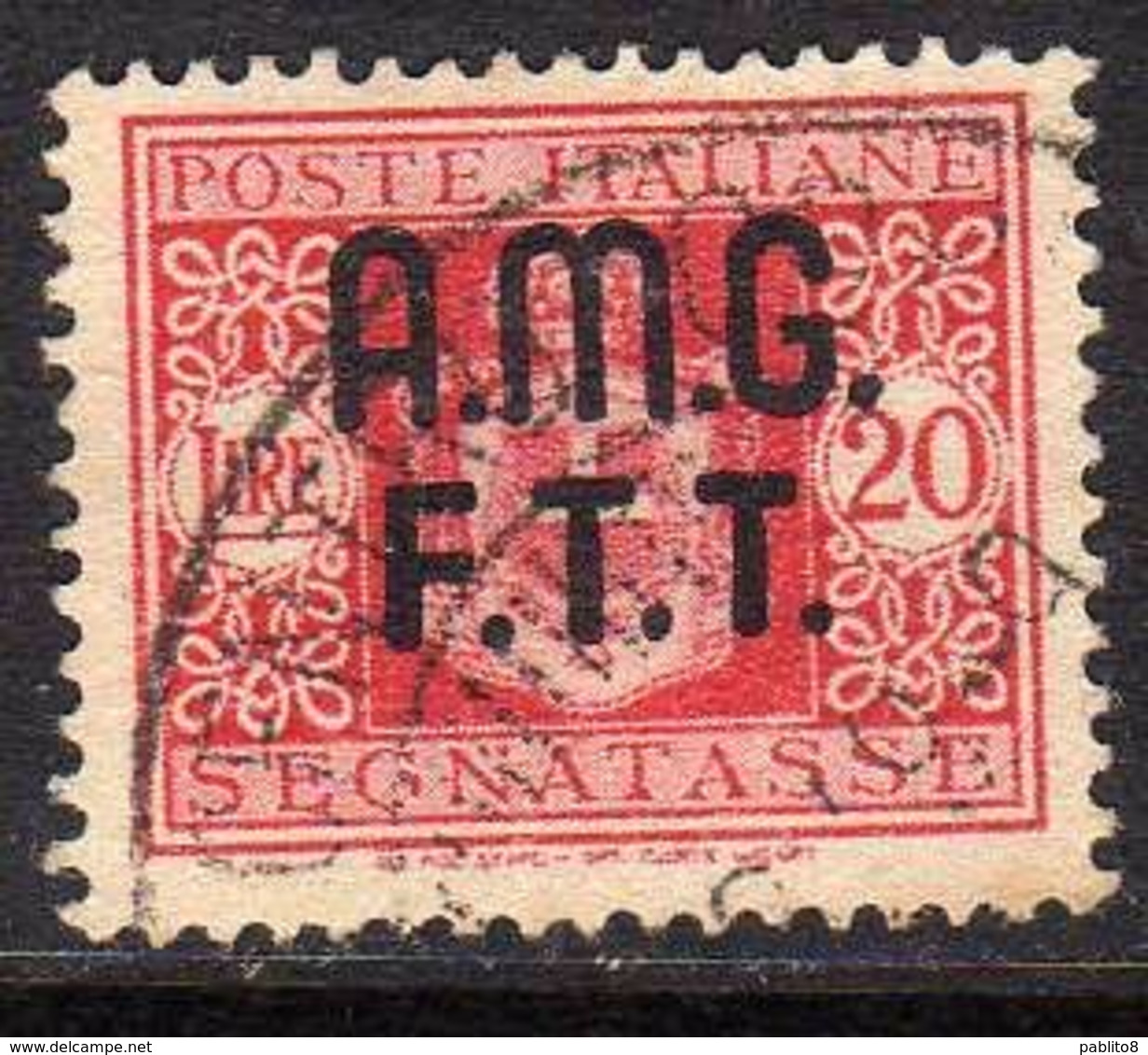 TRIESTE A 1947 AMG-FTT SOPRASTAMPATO D'ITALIA ITALY OVERPRINTED SEGNATASSE TAXES TASSE LIRE 20 USATO USED OBLITERE' - Taxe