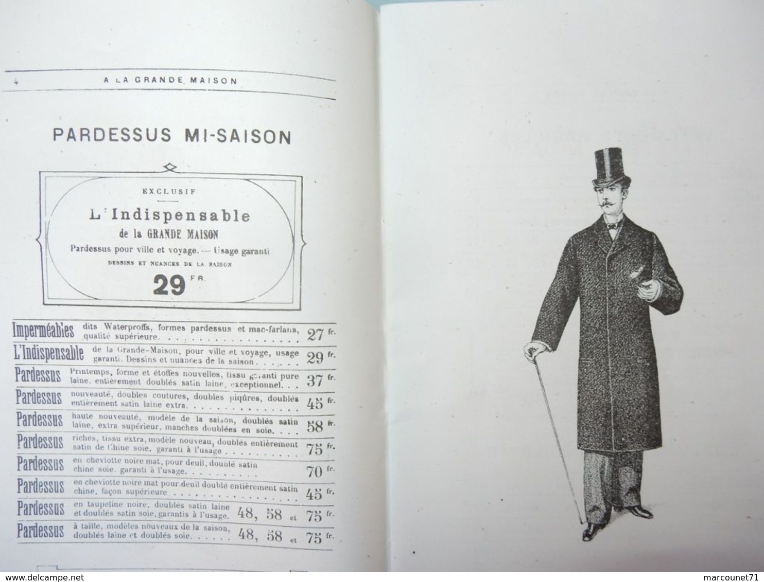 RARE CATALOGUE A LA GRANDE MAISON LYON SAISON ÉTÉ 1877 HABILLEMENT VÊTEMENTS HOMMES JEUNES GENS ENFANTS - Fashion