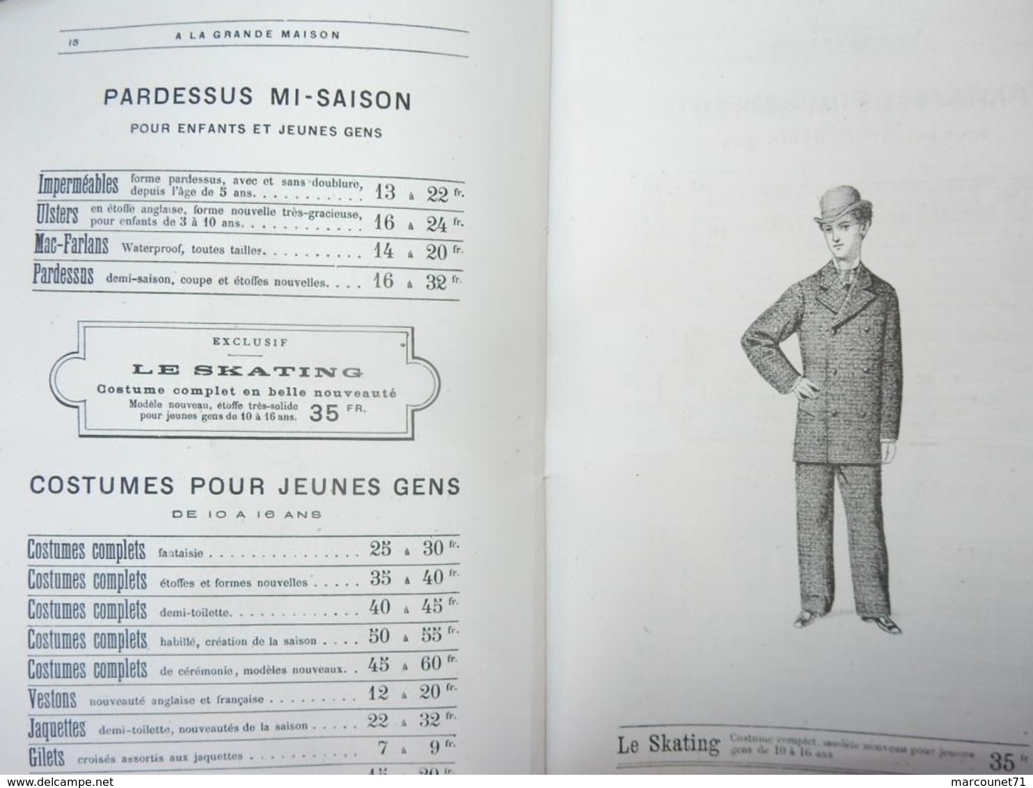 RARE CATALOGUE A LA GRANDE MAISON LYON SAISON ÉTÉ 1877 HABILLEMENT VÊTEMENTS HOMMES JEUNES GENS ENFANTS