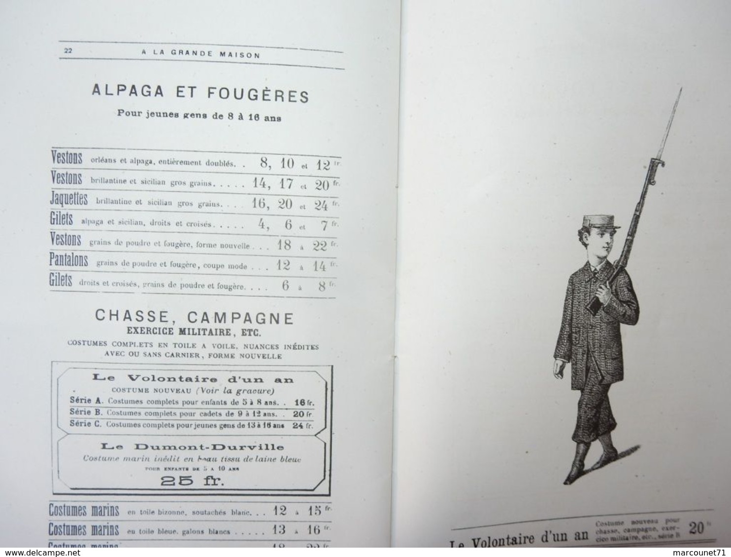 RARE CATALOGUE A LA GRANDE MAISON LYON SAISON ÉTÉ 1877 HABILLEMENT VÊTEMENTS HOMMES JEUNES GENS ENFANTS