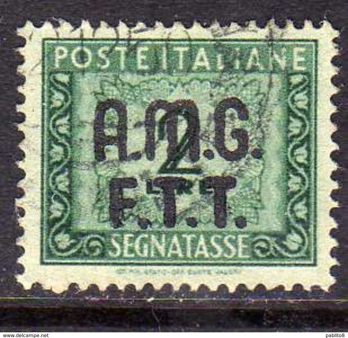 TRIESTE A 1947 1949 AMG-FTT SOPRASTAMPATO D'ITALIA ITALY OVERPRINTED SEGNATASSE TAXES TASSE LIRE 2 USATO USED OBLITERE' - Taxe