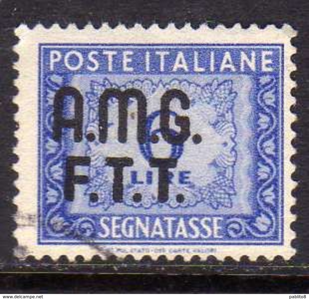 TRIESTE A 1947 1949 AMG-FTT SOPRASTAMPATO D'ITALIA ITALY OVERPRINTED SEGNATASSE TAXES TASSE LIRE 6 USATO USED - Postage Due