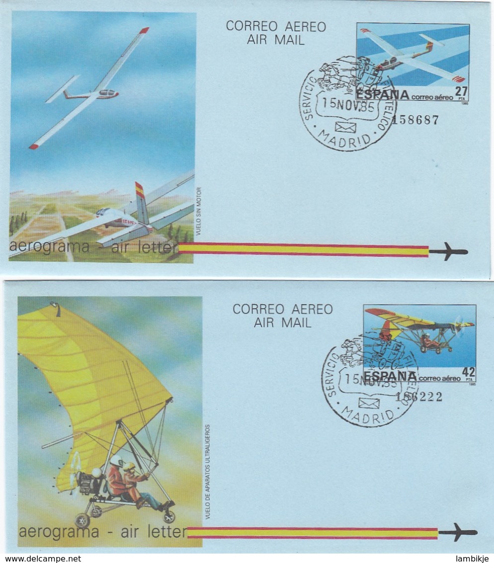 Spain 2 Aerograms 1975-95 - Briefe U. Dokumente