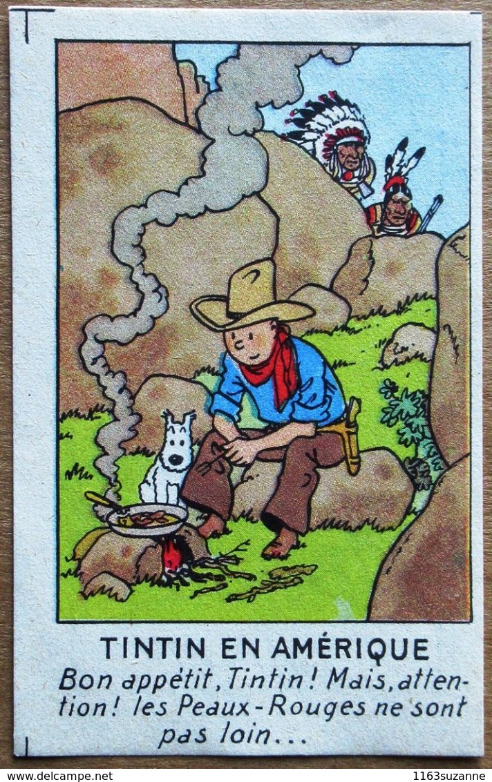 Vignette Chromo Publicitaire Hergé (Casterman, 2ème Série, 1950) > TINTIN EN AMERIQUE - Objets Publicitaires