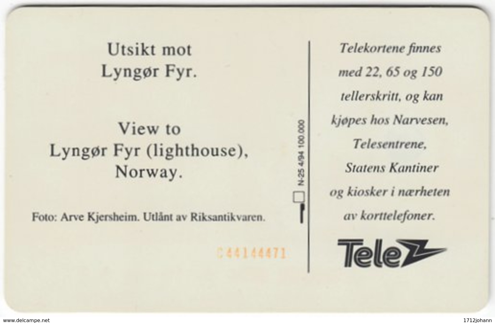 NORWAY A-331 Chip Telenor - Landscape, Coast, Lighthouse - Used - Norwegen