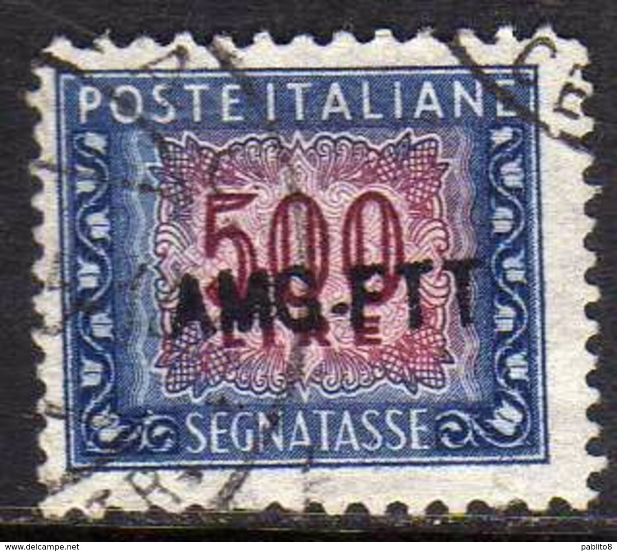 TRIESTE A 1949 1954 AMG-FTT SOPRASTAMPATO D'ITALIA ITALY OVERPRINTED SEGNATASSE TAXES TASSE LIRE 500 USATO USED OBLITERE - Portomarken