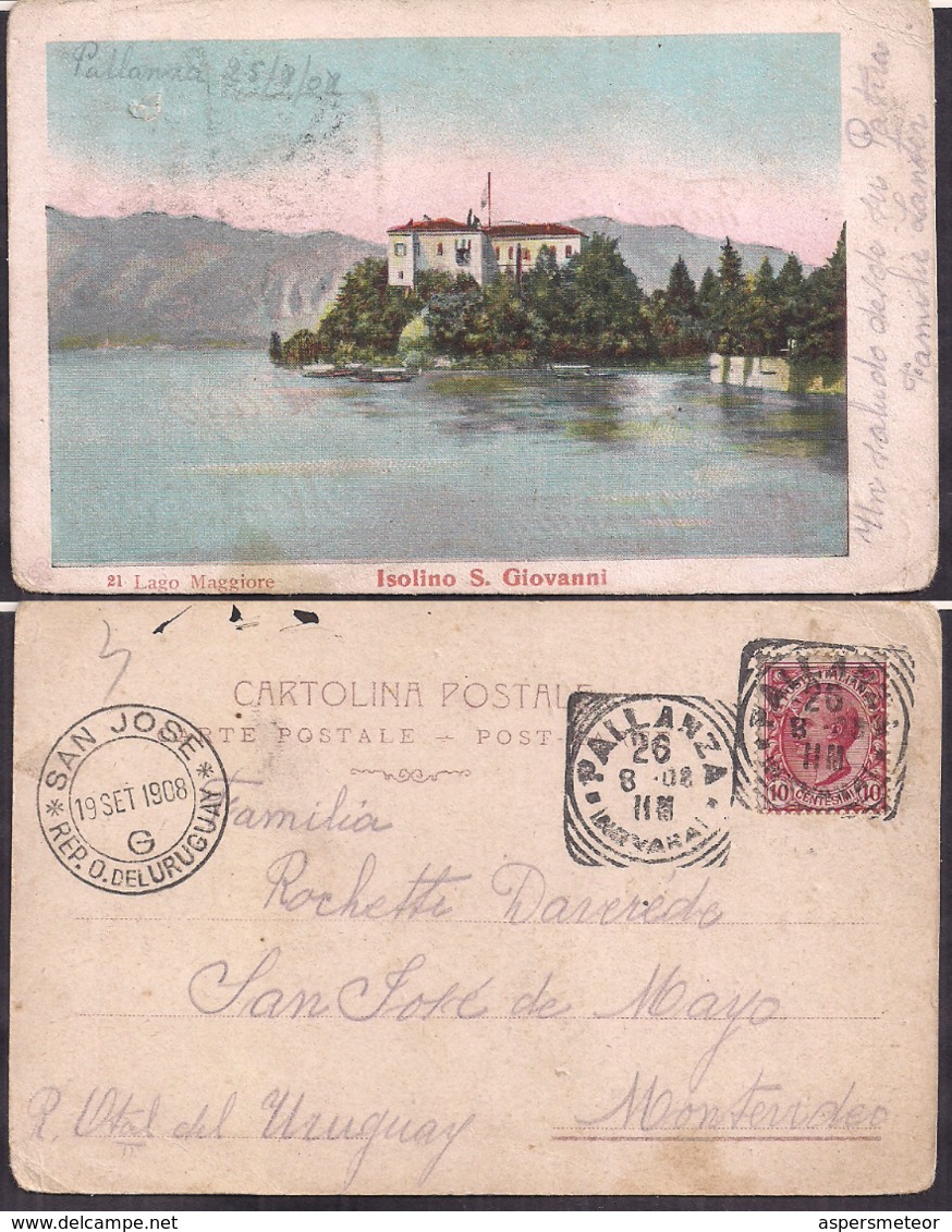 C. Postale - Isolino S. Giovanni - Lago Maggiore - 1908 - Circulee - A1RR2 - Verbania