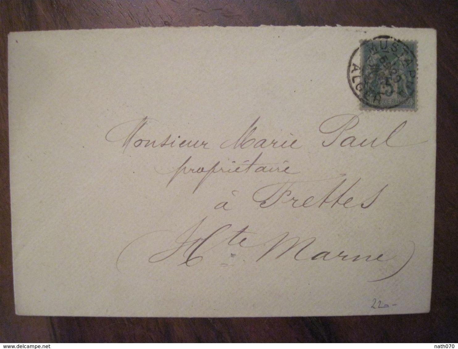 FRANCE Algérie Mustapha Alger FRETTES Haute Marne Lettre Enveloppe Cover Colonies - Sage