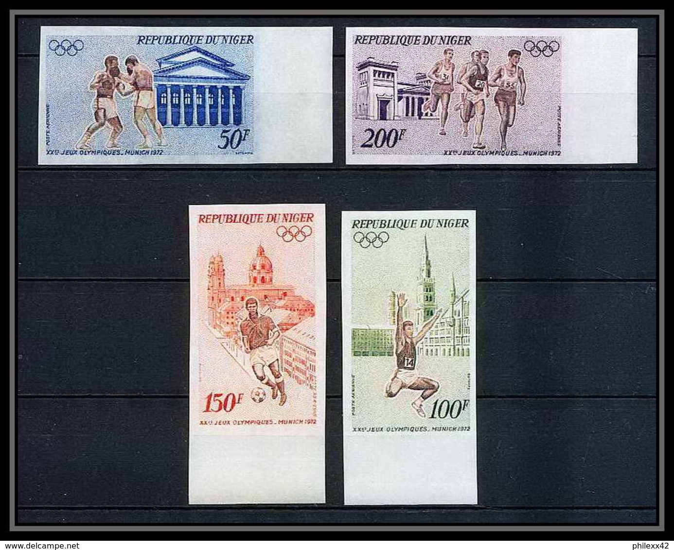 91707d Niger PA N° 187/190 Jeux Olympiques (olympic Games) Munich 72 1972 Non Dentelé Imperf ** MNH Bord De Feuille - Summer 1972: Munich