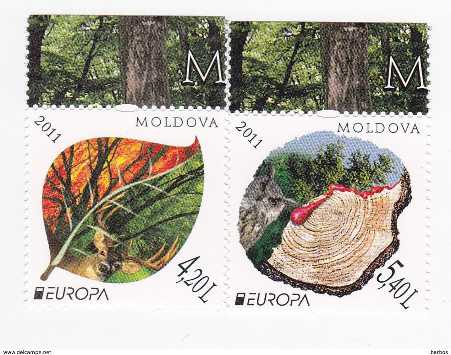 2011 , MOLDOVA , MOLDAVIE , MOLDAU , Europa , CEPT , Forests , Oiseaux , Deer , Birds , MNH , Set - 2011