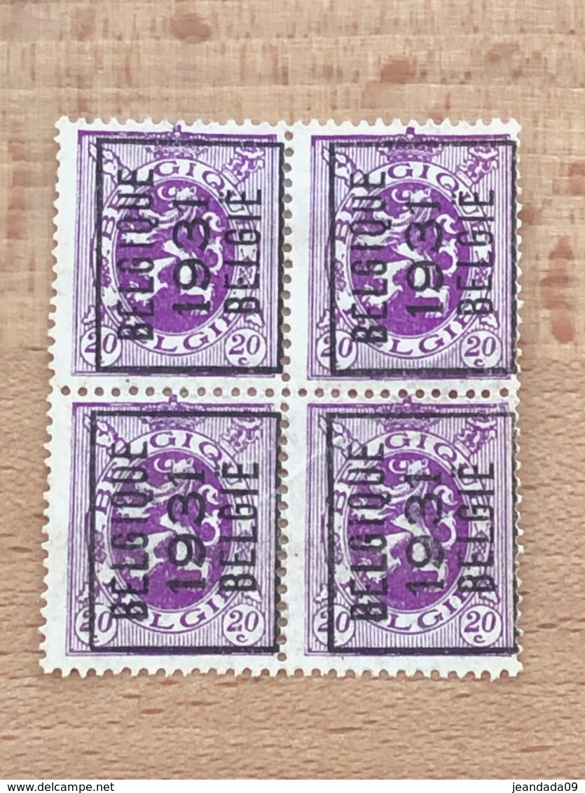 249A Belgique 1931 Belgie TB Bloc De 4 1 Pli Dans Le Papier - Typos 1929-37 (Heraldischer Löwe)