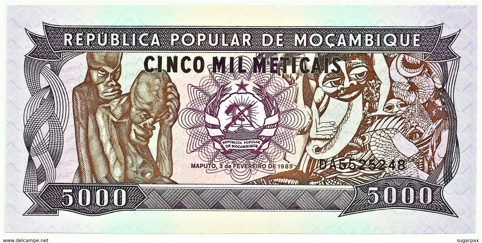 Mozambique - 5000 Meticais - 03.02.1989 - Unc. - P 133.b - Serie DA - 5.000 - Mozambico