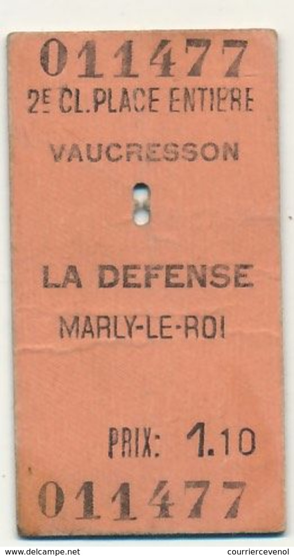 Ticket 2eme Classe Place Entière Vaucresson => La Défense Marly Le Roi 1969 - Europe