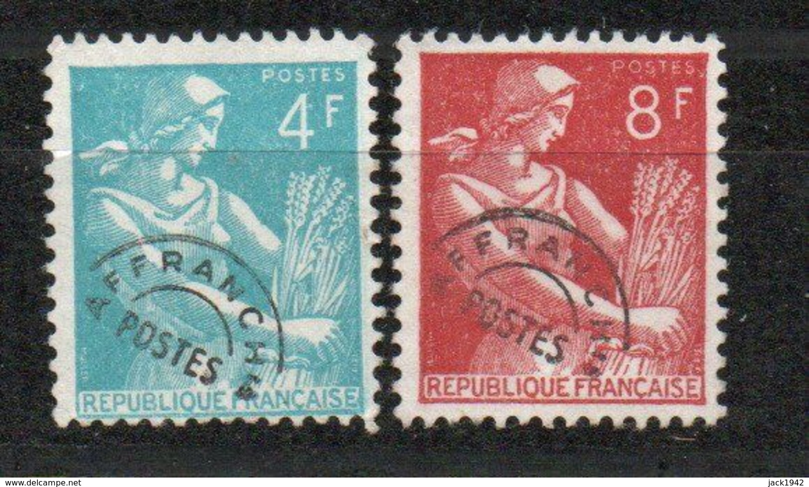 Préoblitéré Yvert N° 106 Et 108, Type Moissonneuse 4f + 8f - 1953-1960