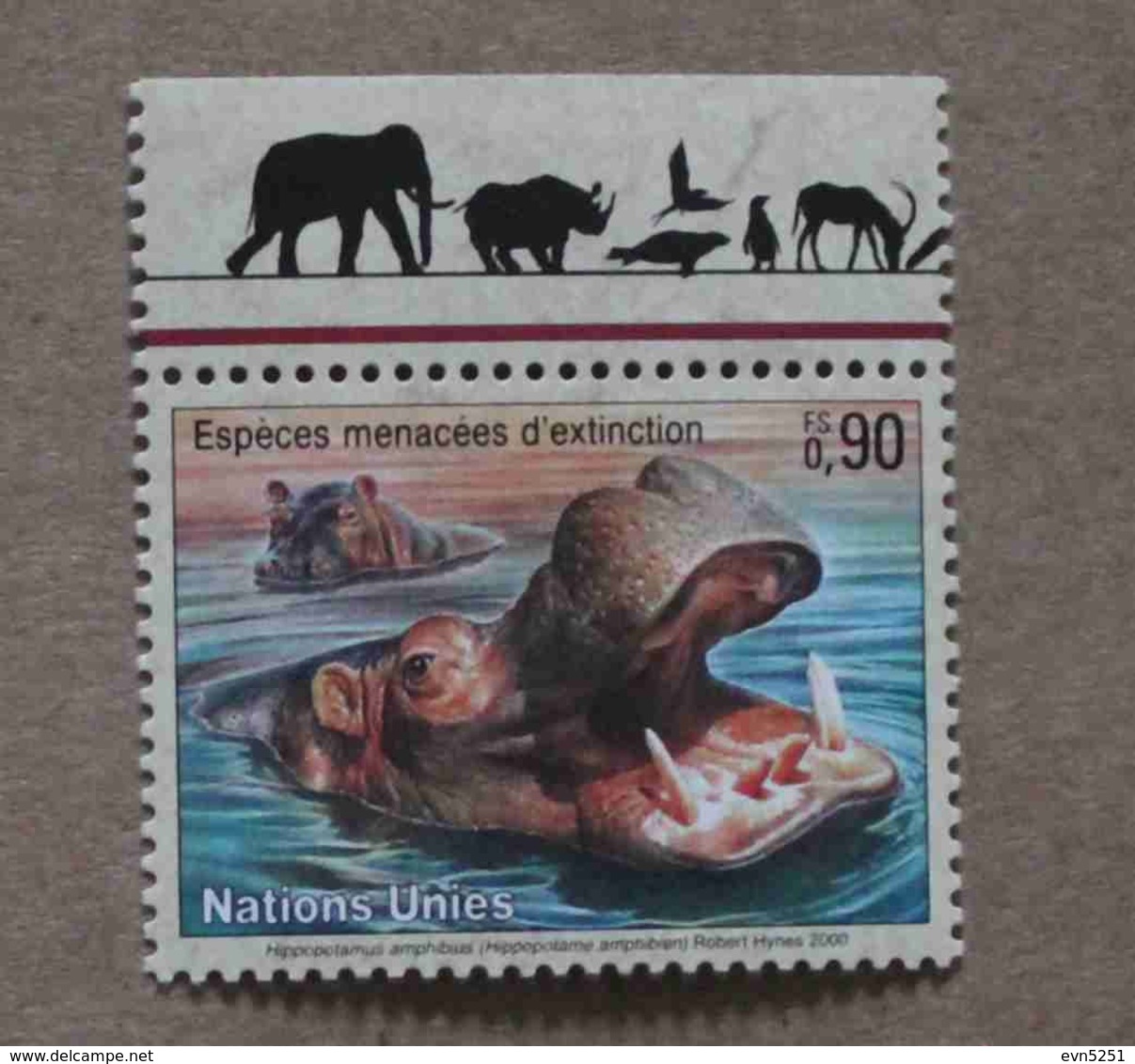 Ge00-01 : Nations-Unies (Genève) / Protection De La Nature - Hippopotame (Hippopotamus Amphibius) - Unused Stamps