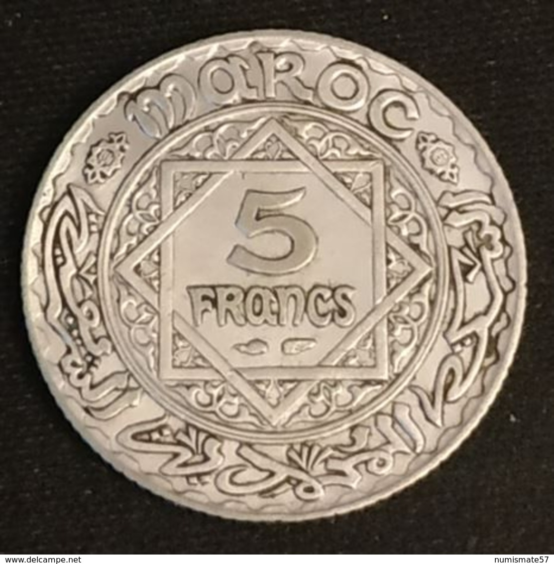 MAROC - MOROCCO - 5 FRANCS 1934 ( 1352 ) - Argent - Silver - Mohammed V - KM 37 - ( EMPIRE CHERIFIEN ) - Maroc