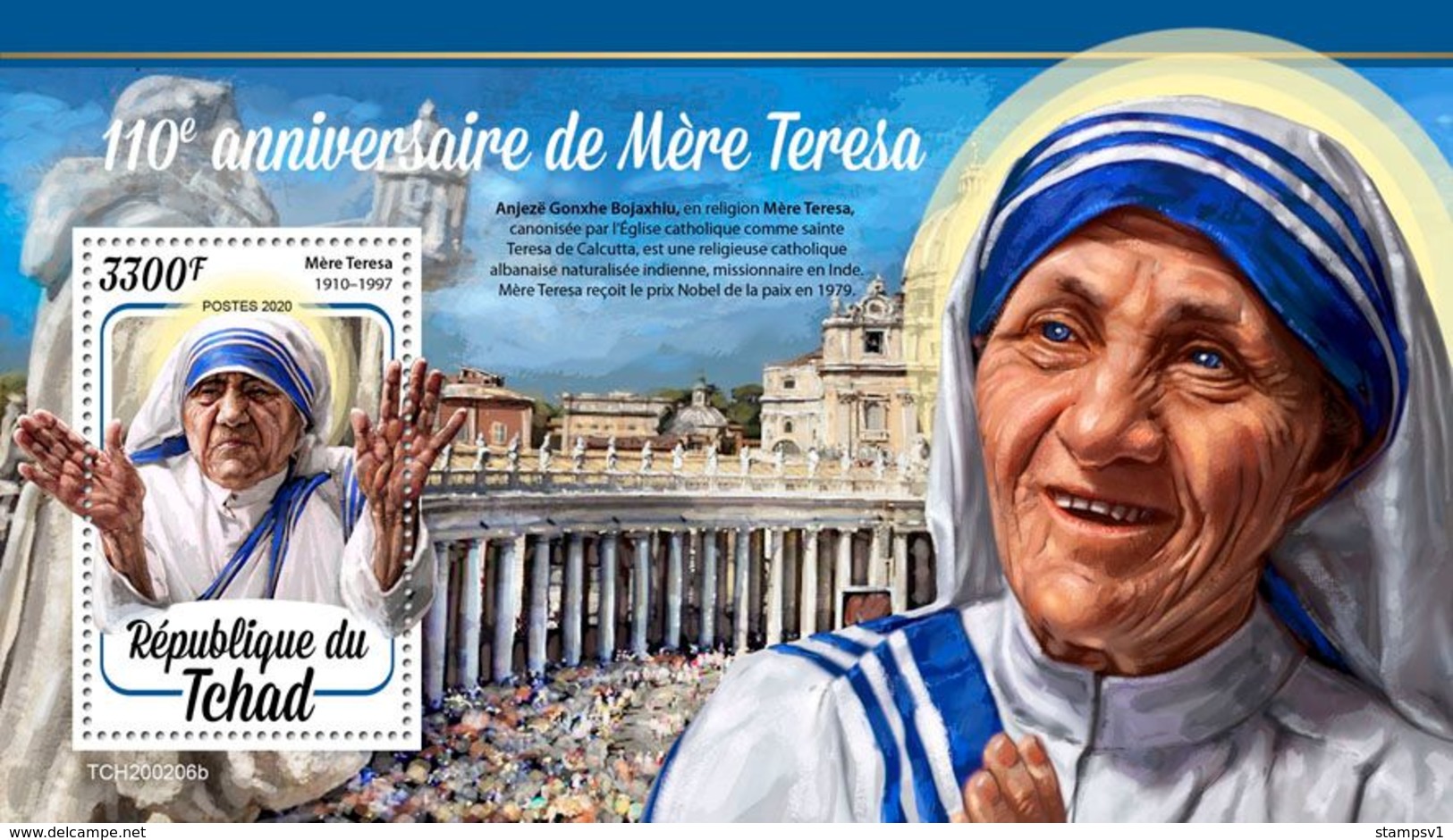 Chad.  2020 110th Anniversary Of Mother Teresa. (0206b)  OFFICIAL ISSUE - Mother Teresa