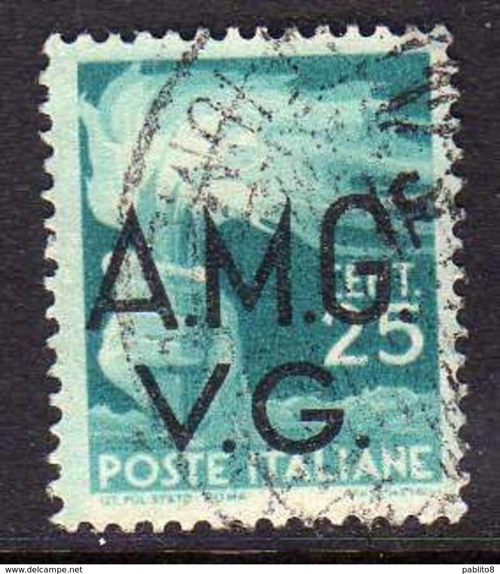 VENEZIA GIULIA 1945 - 1947 TRIESTE AMGVG AMG VG POSTA ORDINARIA CENT. 25c USATO USED OBLITERE' - Usati