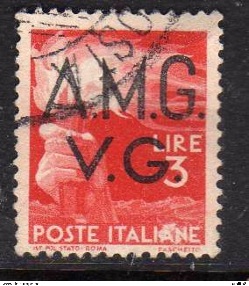 VENEZIA GIULIA 1945 - 1947 TRIESTE AMGVG AMG VG POSTA ORDINARIA LIRE 3 USATO USED OBLITERE' - Afgestempeld