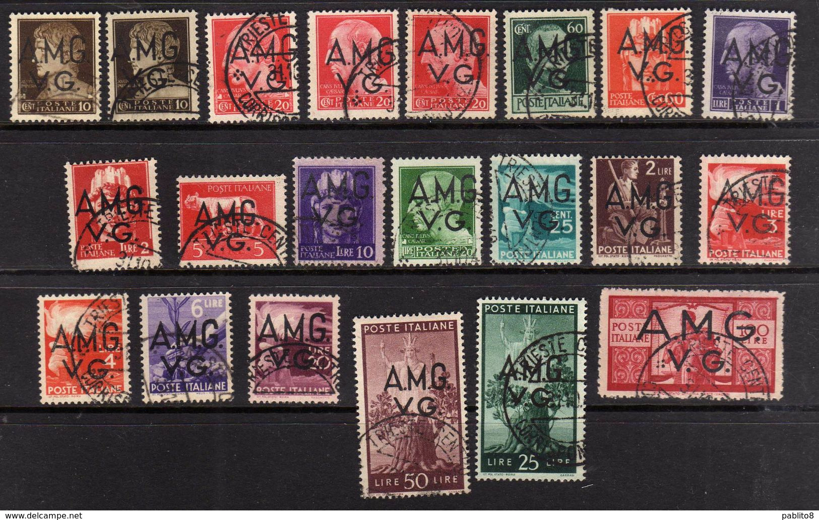 VENEZIA GIULIA 1945 1947 TRIESTE AMGVG AMG VG AMMINISTRAZIONE ANGLO AMERICANA SERIE COMPLETA COMPLETE SET USATA USED - Usados