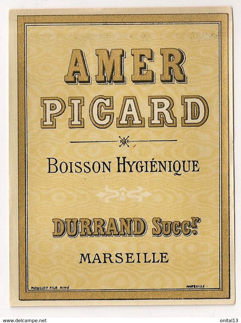 ETIQUETTE AMER  PICARD / BOISSON HYGIENIQUE  DURRAND SUCCESSEUR MARSEILLE  C904 - Andere & Zonder Classificatie