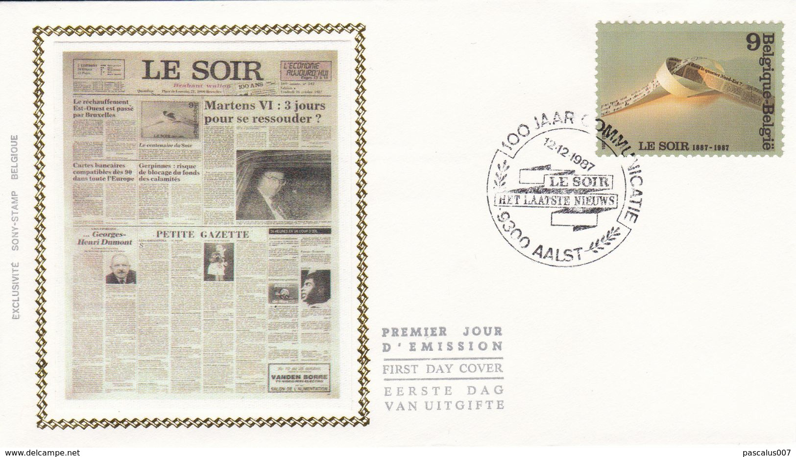 B01-173 BELG.1987 2271 2272 FDC's Soiezijde (Aalst)   LE SOIR & HET LAATSTE NIEUWS 100 JAARANS 5€. - 1961-1970
