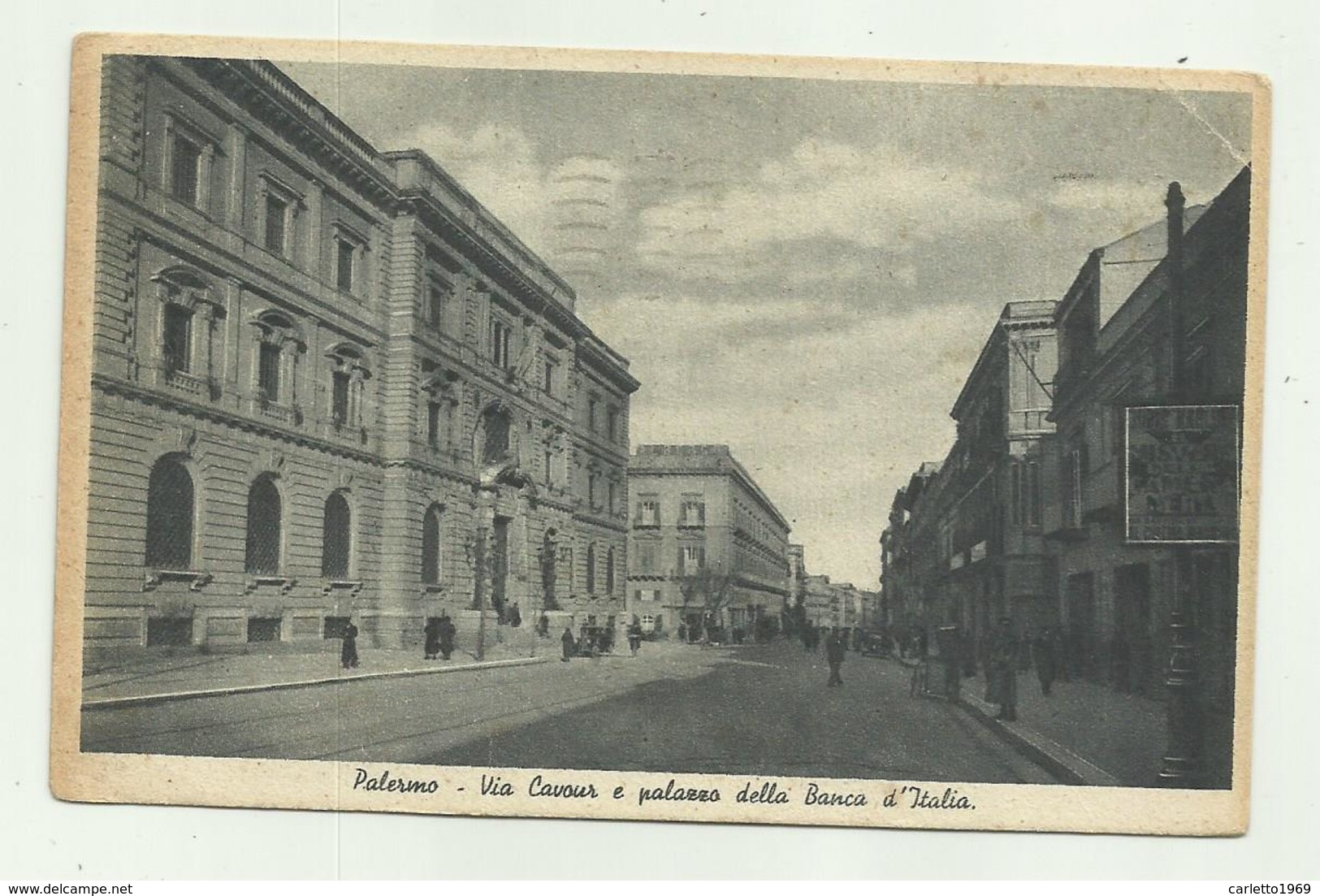 PALERMO -VIA CAVOUR E PALAZZO DELLA BANCA D'ITALIA VIAGGIATA FP - Acireale