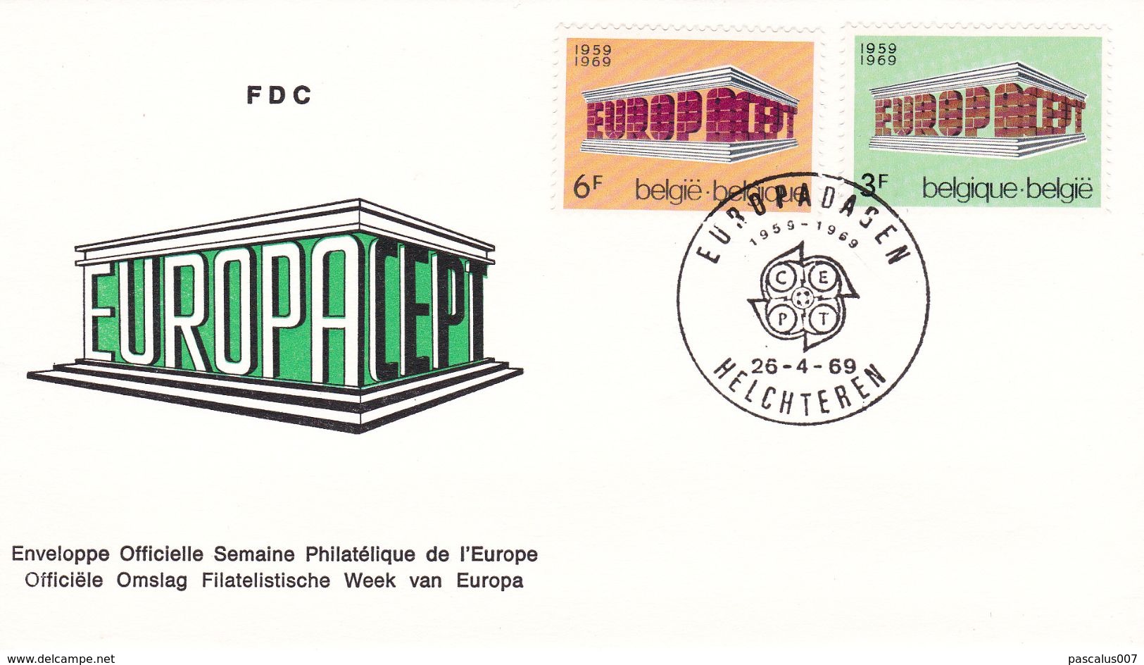 B01-173 BELG.1969 1489 à 1490 FDC Europa Cept  Helchteren 2.95€ - 1961-1970