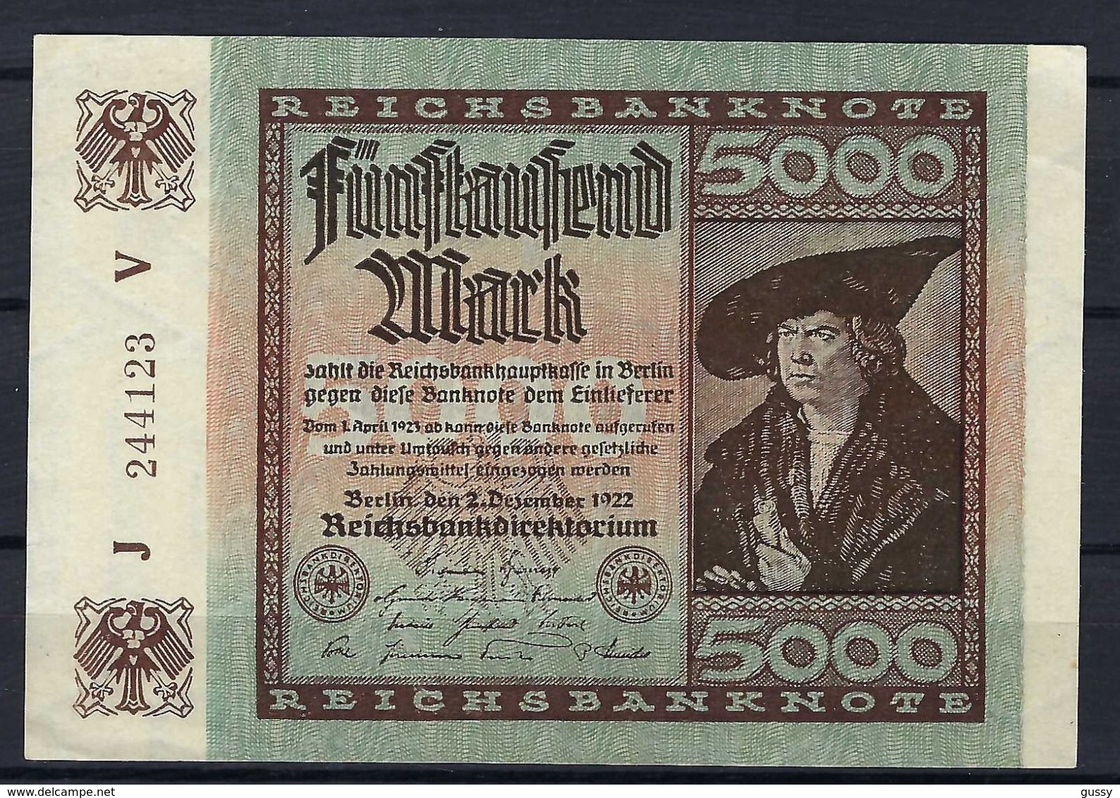 ALLEMAGNE 1923:  Billet De 5'000 Mark De La Reichsbank, Bon état - 5000 Mark