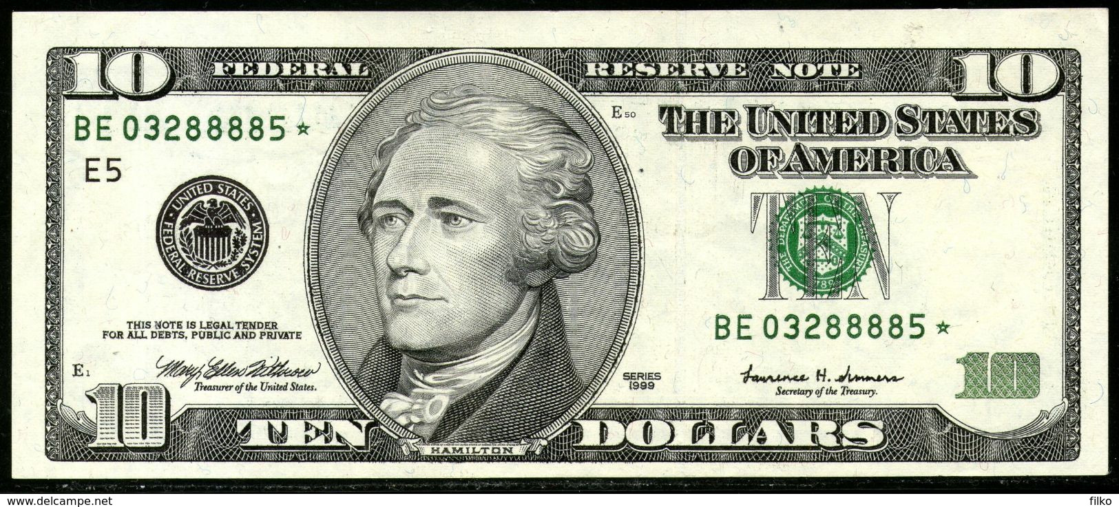 USA,10 $ Dollars 1999 E Richmond,star Bill,as Scan - Federal Reserve (1928-...)