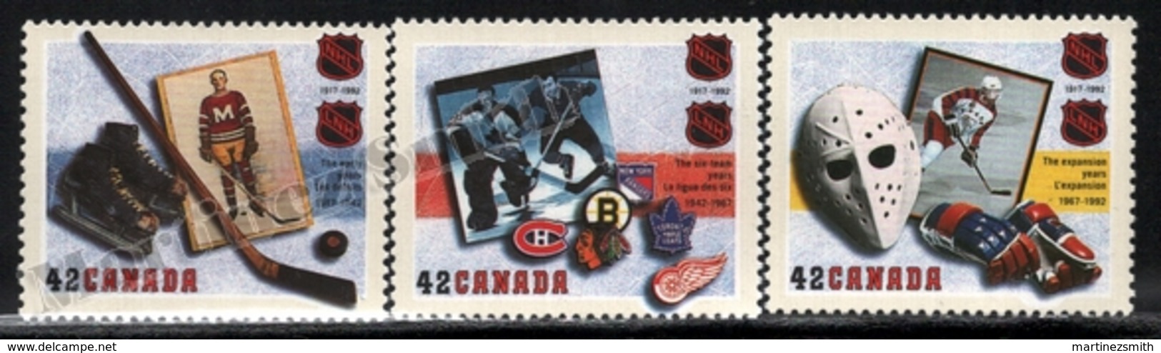 Canada 1992 Yvert 1280-82, Sports. Ice Hockey, 75th Anniv National Hockey League, NHL - MNH - Nuovi