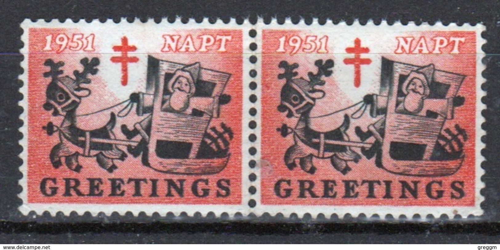 GB 1951- N.A.P.T. (National Association For The Prevention Of Tuberculosis) Greetings Cinderella Stamp In Pair. - Cinderellas