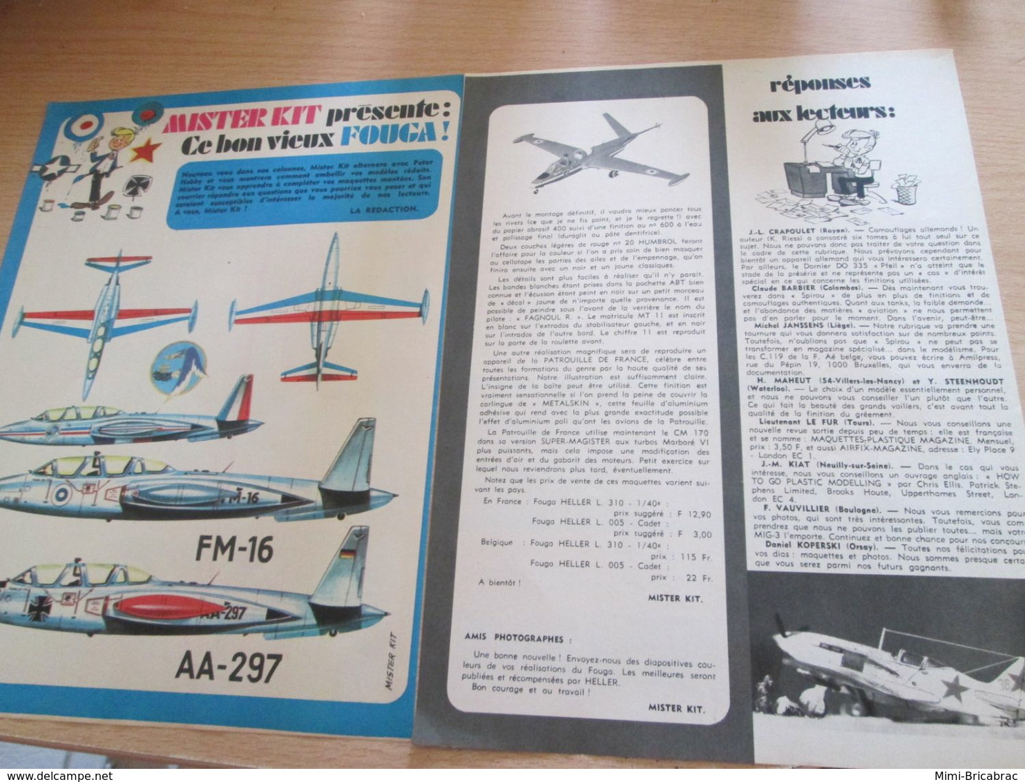SPI720 Issu De Spirou Des 70"'s MISTER KIT Présente : DOUBLE PAGE A4 / LE FOUGA MAGISTER - Aviones