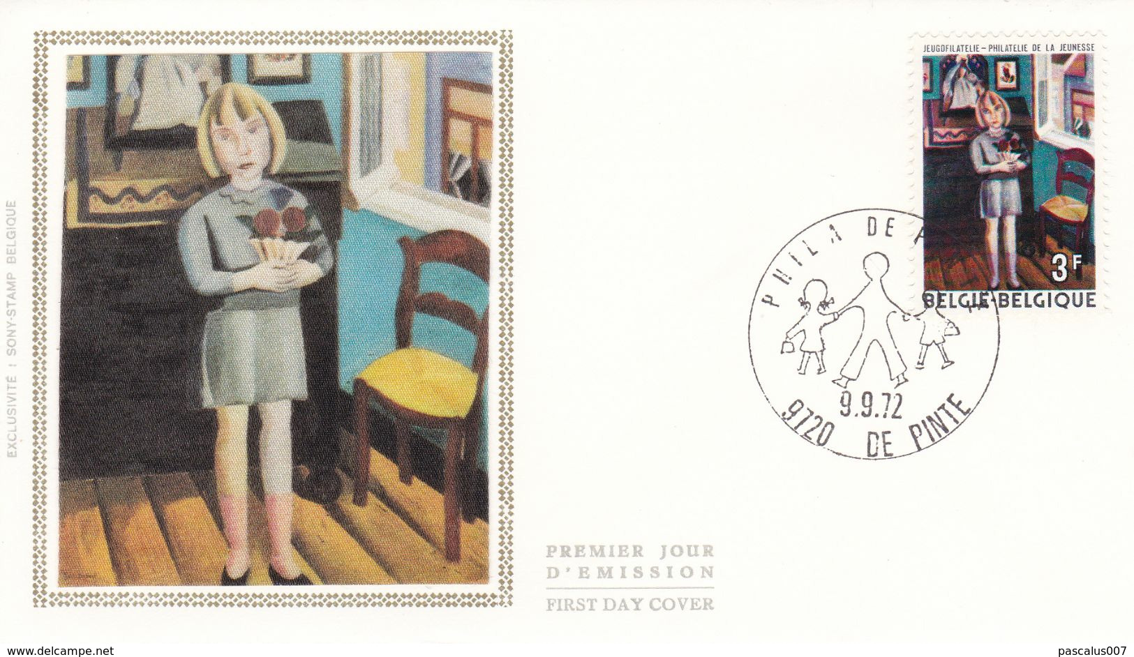 B01-174 BELG.1972 1638 FDC' Soie-zijde De Pinte Tableau Gustave De Smet 1877 1943 Fille 1.25€. - 1961-1970