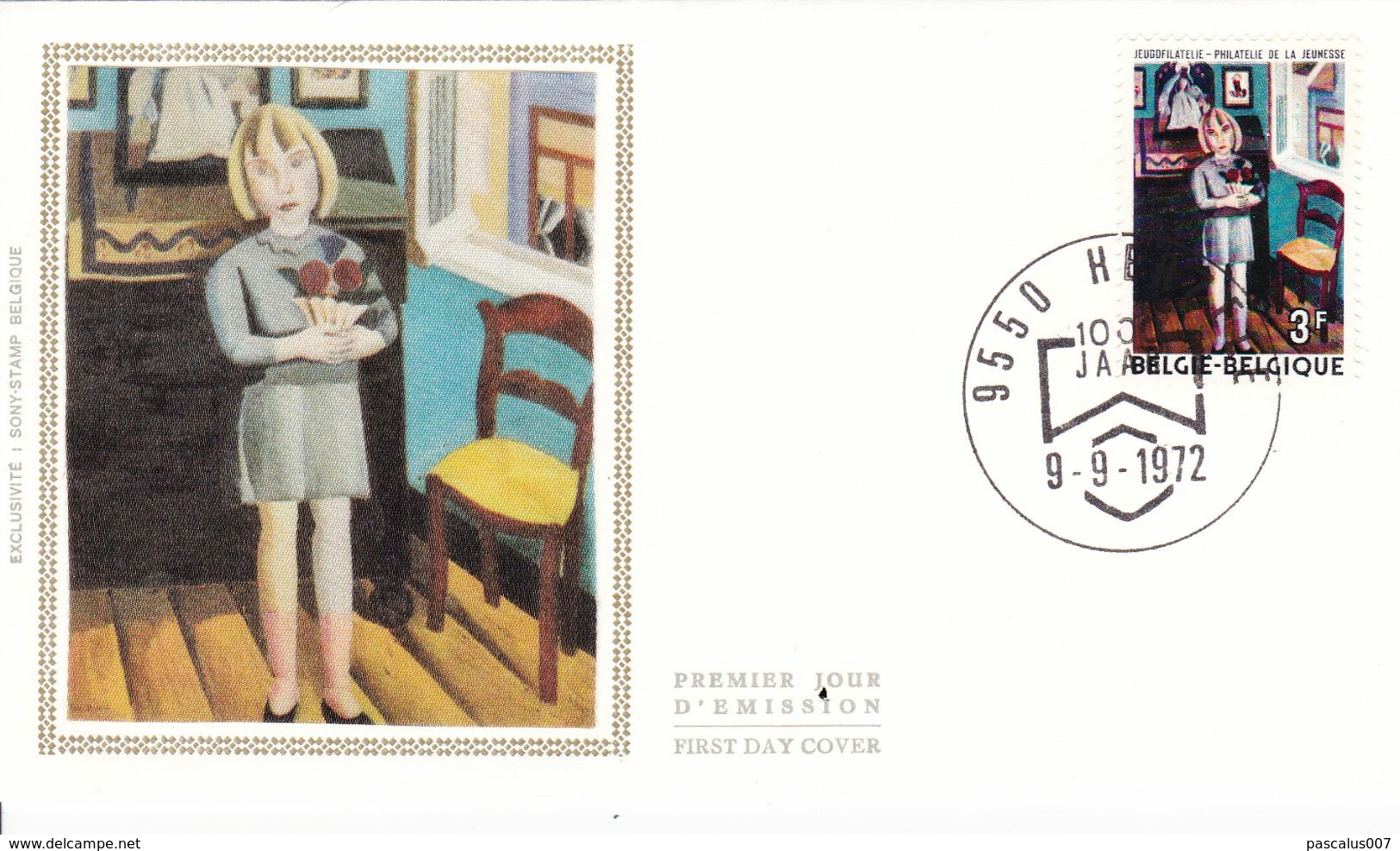 B01-174 BELG.1972 1638 FDC' Soie-zijde Herzele Tableau Gustave De Smet 1877 1943 Fille 1.25€.. - 1961-1970