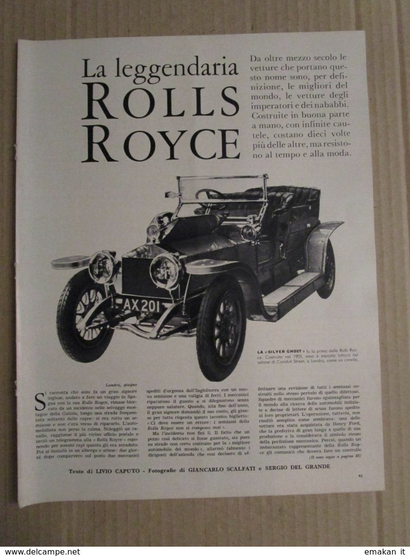 # ARTICOLO LA LEGGENDARIA ROLLS ROYCE  ANNI '60 - Histoire