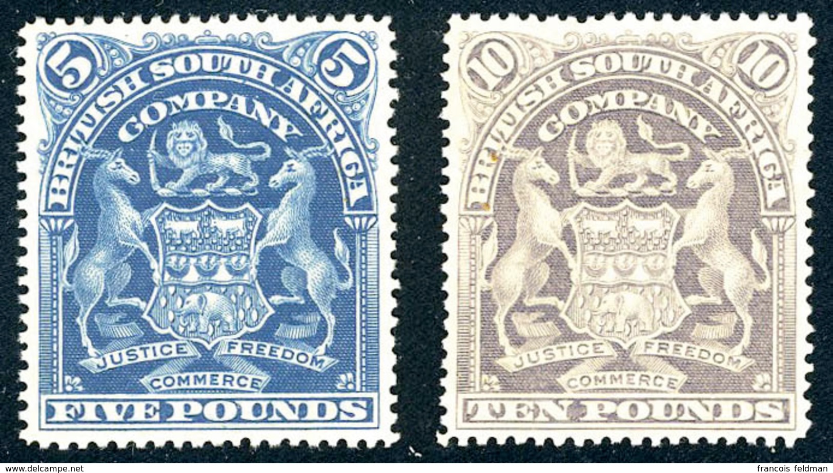 Neuf Sans Gomme N° 72/73, 5£ Bleu Et 10£ Violet, Superbe, Cert. - Other & Unclassified