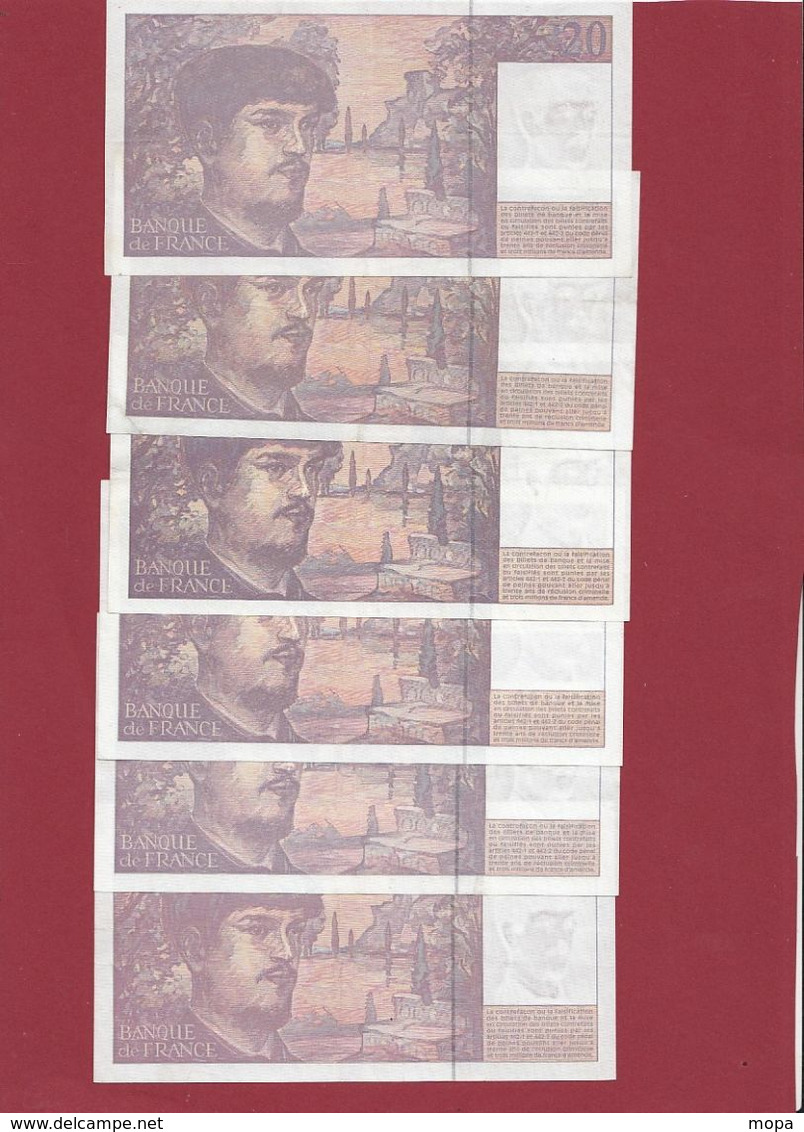 20 Francs "Debussy" 1995 ---état Voir Scan---11 Billets ---ALPH C.047 à O.048---Lot N °1 - 20 F 1980-1997 ''Debussy''