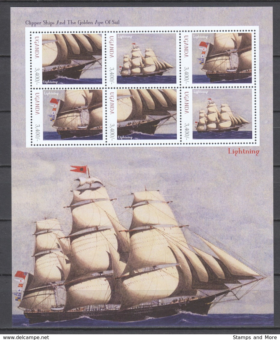 Uganda - MNH Set Of 2 Sheets - CLIPPER SHIPS - LIGHTNING - Bateaux