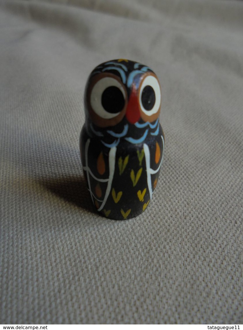 Vintage - Mini Hibou/chouette En Bois - Animals