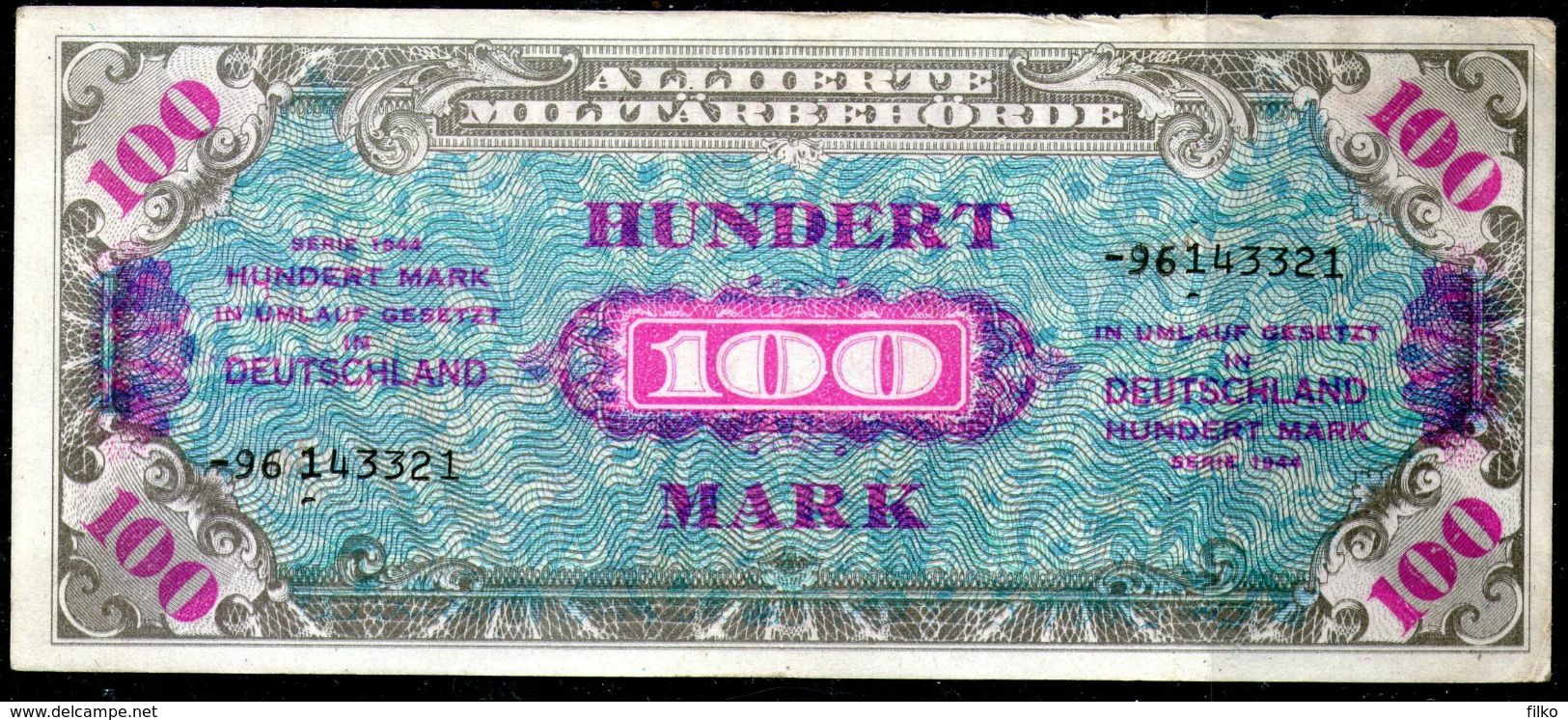 Germany,100 Mark 1944,serial No:-96143321,as Scan - 100 Mark