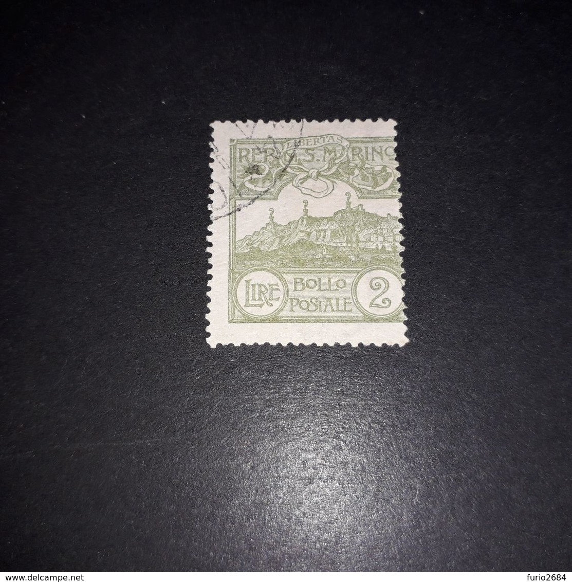 PL1974 REPUBBLICA DI SAN MARINO 1925 VEDUTA TIPO DEL 1903 2 LIRA "O" - Oblitérés