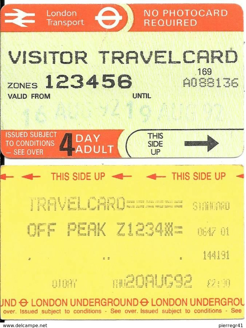 2-TICKETS-METRO-1991/92-GB-LONDRES-TBE-RARE- - Welt