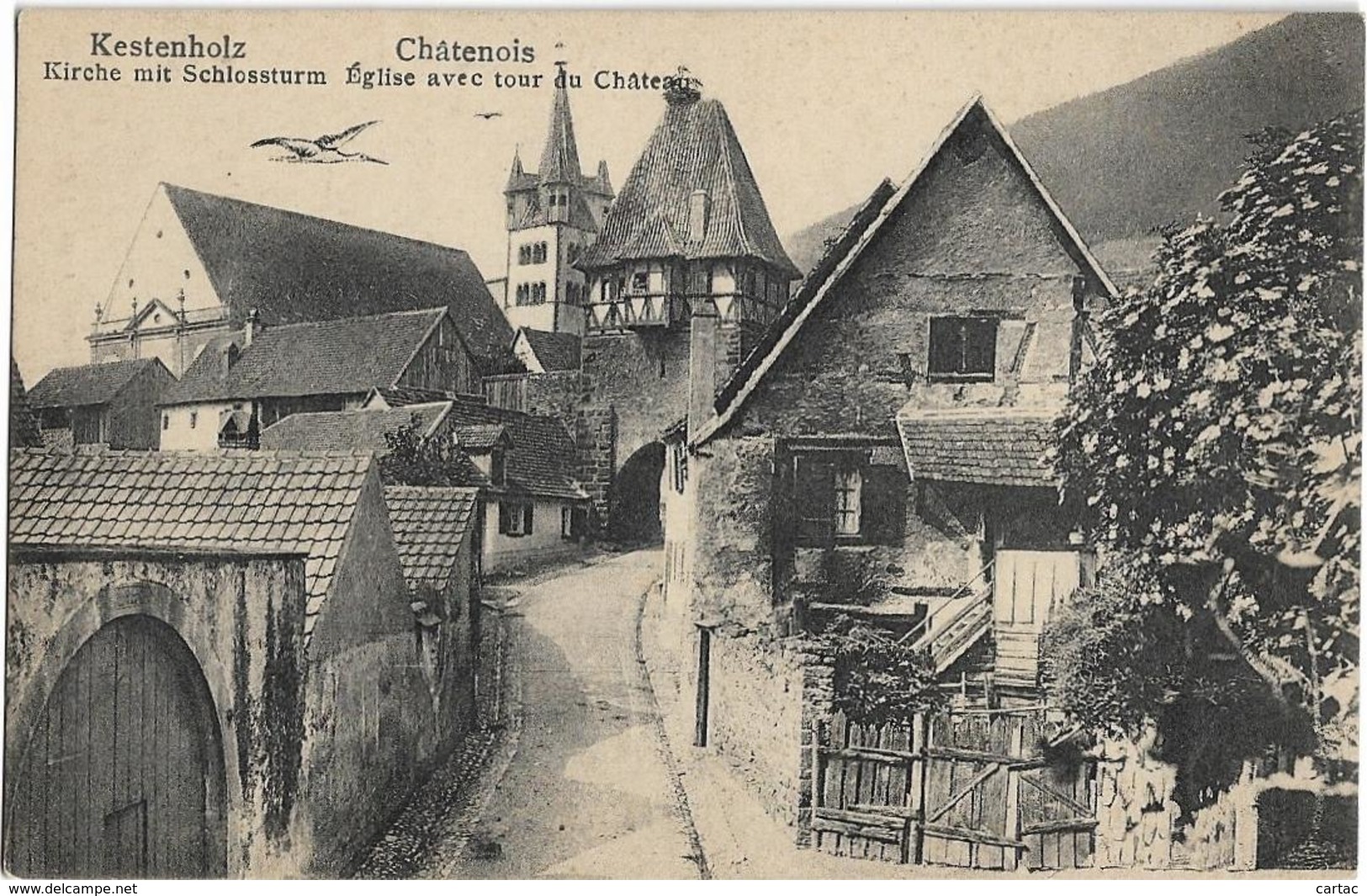 D67 - CHÂTENOIS - EGLISE AVEC TOUR DU CHÂTEAU - KESTENHOLZ - KIRCHE MIT SCHLOSSTURM - Chatenois