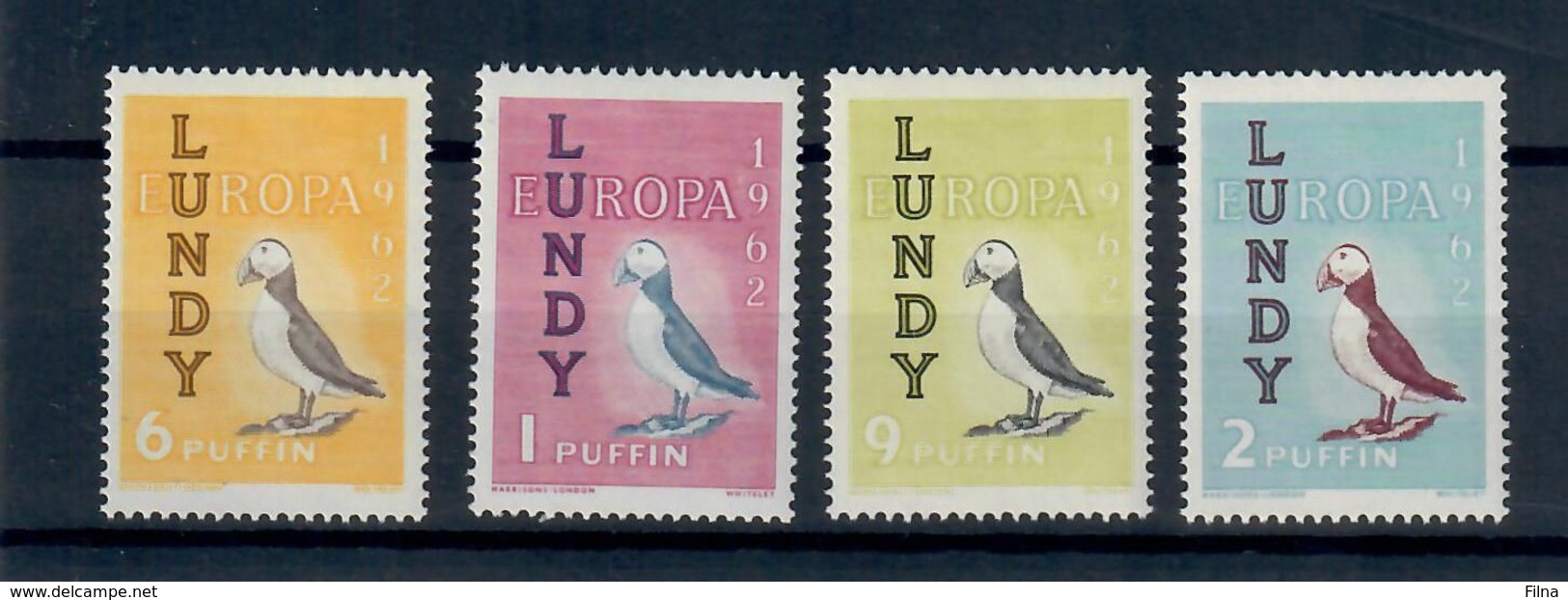 GRAN BRETAGNA 1962 EUROPA FAUNA UCCELLI   - EMISSIONI LOCALI - LUNDY  - SERIE COMPLETA - Local Issues