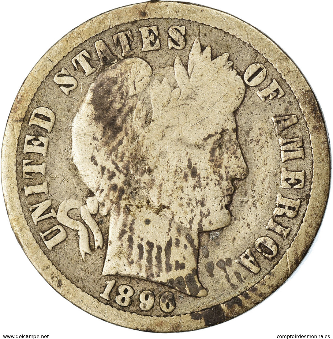Monnaie, États-Unis, Barber Dime, Dime, 1896, U.S. Mint, New Orleans, Rare, B+ - 1892-1916: Barber